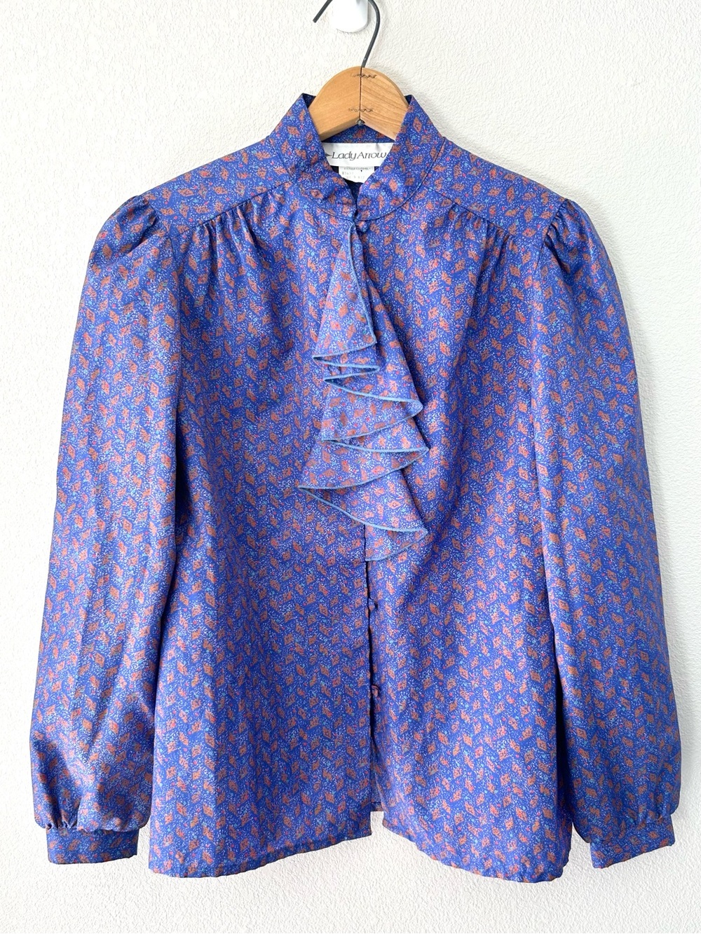 Lady Arrow Vintage 70s 80s Geometric Print Satin Top Maximalist Office Size 12